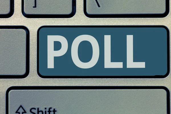 Tekst teken weergegeven: Poll. Conceptuele foto Record van het aantal uitgebrachte stemmen in een verkiezing proces van stemmen — Stockfoto