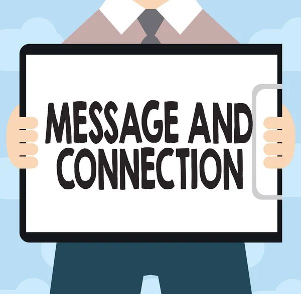 Sinal de texto mostrando mensagem e conexão. Foto conceitual uma palavra ou carta enviada a alguém e foi recebida — Fotografia de Stock