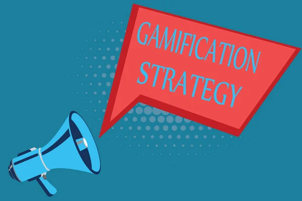 Tekst schrijven Gamification Strategy. Bedrijfsconcept voor gebruik Beloningen voor Motivatie Integreer Game Mechanics — Stockfoto