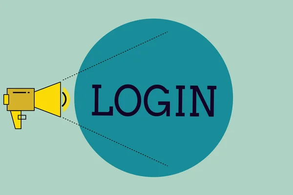 Scrittura di testo a mano Login. Concetto significato Entrare nel sito web Blog usando username e password Registrazione — Foto Stock