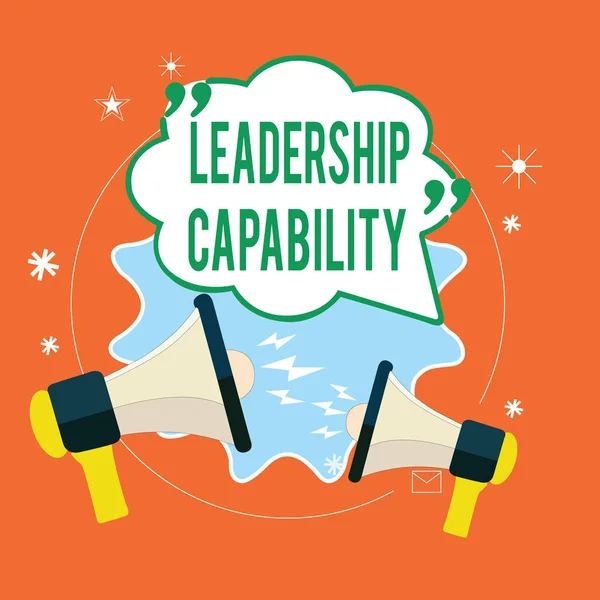 Skriftlig anteckning som visar Ledarskapskapacitet. Företagsfoto som visar vad en ledare kan bygga Kapacitet att leda effektivt — Stockfoto