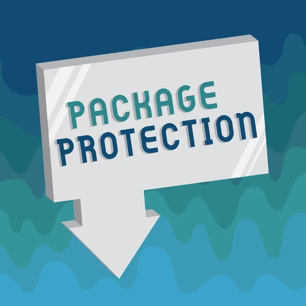 手書きテキストパッケージ保護。損傷を避けるためのアイテムのラッピングとセキュリティの概念ラベルボックス — ストック写真