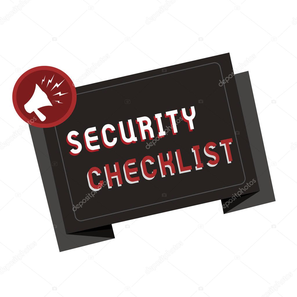 Text sign showing Security Checklist. Conceptual photo Protection of Data and System Guide on Internet Theft