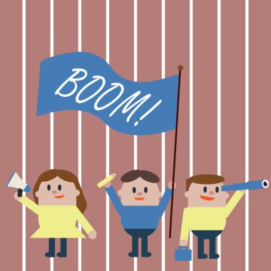 El yazısı metin Boom. Yüksek sesle derin rezonans ses ani ekonomik büyüme ani genişleme anlam kavramı