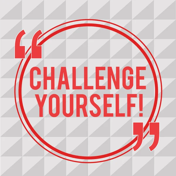 A Challenge Yourself-t bemutató levél. Business photo showcasing Magasabb normák beállítása Célkitűzés a lehetetlenre — Stock Fotó