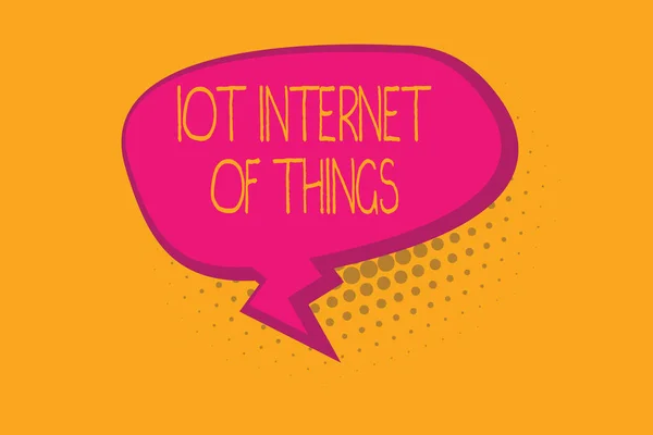 Текстовий знак, що показує Iot Internet Of Things. Концептуальна фотографія Мережа фізичних пристроїв надсилає та отримує дані — стокове фото