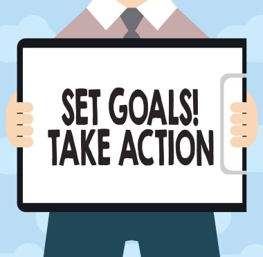 Hedefleri almak eylem ayarla gösterilen metin işareti. Kavramsal fotoğraf hareket belirli bir tarih ve açıkça planlarını koydu