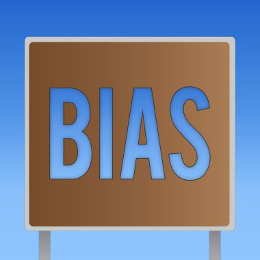 Kavramsal el önyargı gösterilen yazma. Şunun için ve haksız olmak bir şey kabul karşı önyargı vitrine iş fotoğraf.