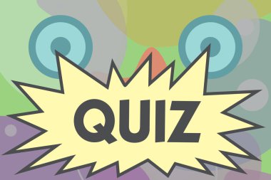 Quiz 'i gösteren kavramsal el yazısı. Öğrencilere verilen iş fotoğrafı metni özeti resmi olmayan sınav Bilgi Sınavı