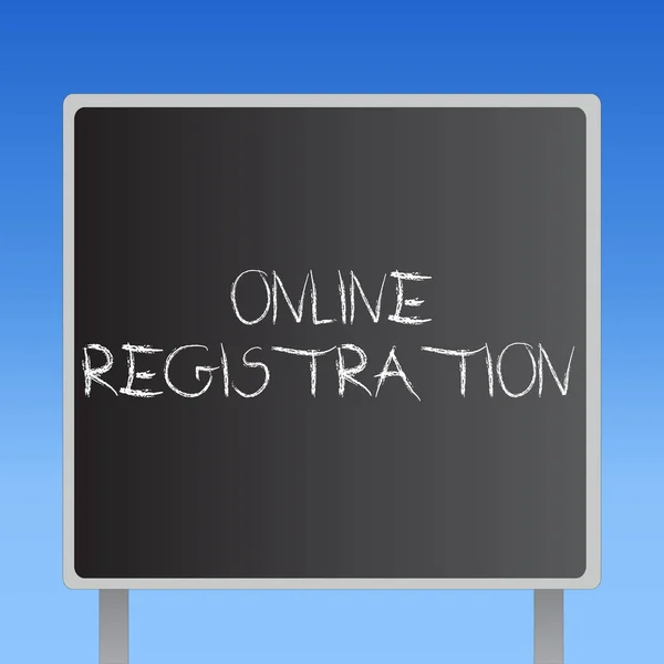 Handskrift text Online Registrering. Begreppet process för att anmäla dig till en evenemangsklubb via Internet — Stockfoto