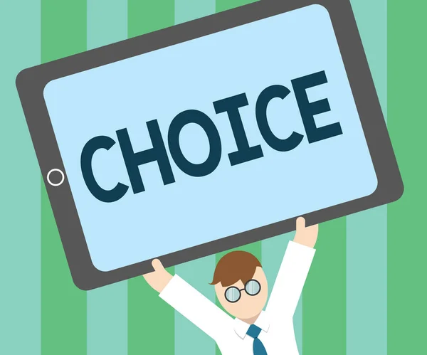 Word のテキスト選択の書き込み。自分の自由意志を持つ 2 つ以上の可能性の間の選択の行為のためのビジネス コンセプト — ストック写真