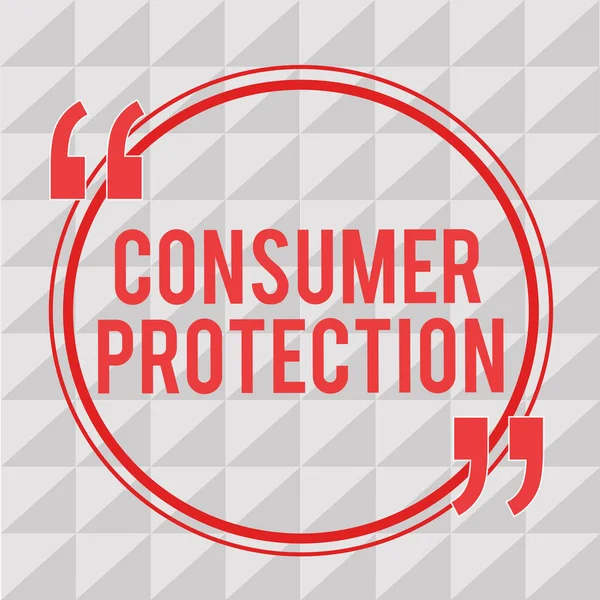 显示消费者保护的书面说明。展示公平贸易法以确保消费者权益保护的商业照片 — 图库照片