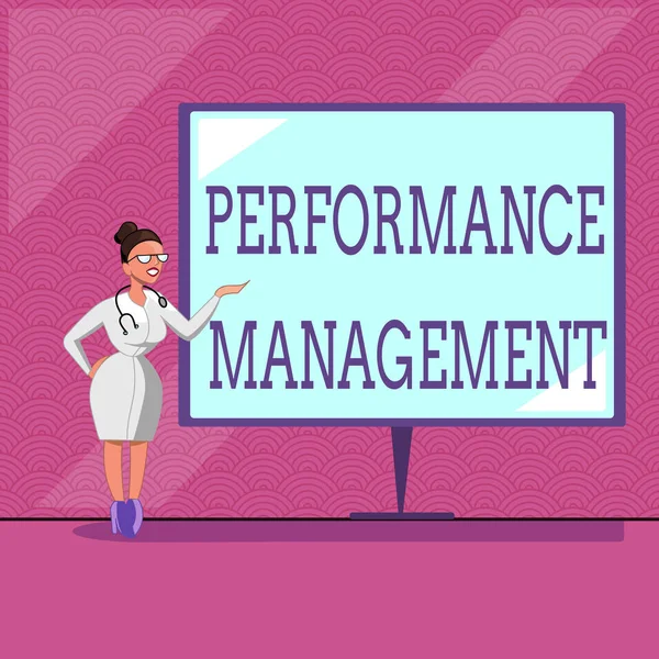 Konceptuell handstil som visar Performance Management. Företagsfoto text Förbättra anställdas effektivitet övergripande bidrag — Stockfoto