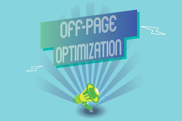 Schrijfnotitie met Off Page Optimization. Bedrijfsfoto presentatie Website Externe procespromotie Methode Ranking — Stockfoto