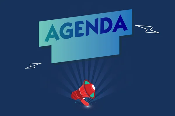 Käsiala Agendaa. Käsitteen merkitys Luettelo asioista, joista keskustellaan virallisessa tärkeässä kokouksessa — kuvapankkivalokuva