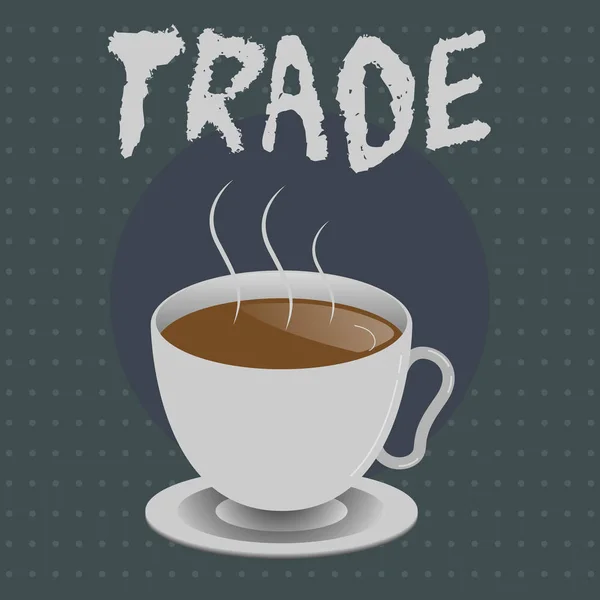 Κείμενο πινακίδα που δείχνει το εμπόριο. Εννοιολογική φωτογραφία δράση της αγοράς και πώλησης προϊόντων υπηρεσιών στο εξωτερικό εμπόριο αέρα — Φωτογραφία Αρχείου