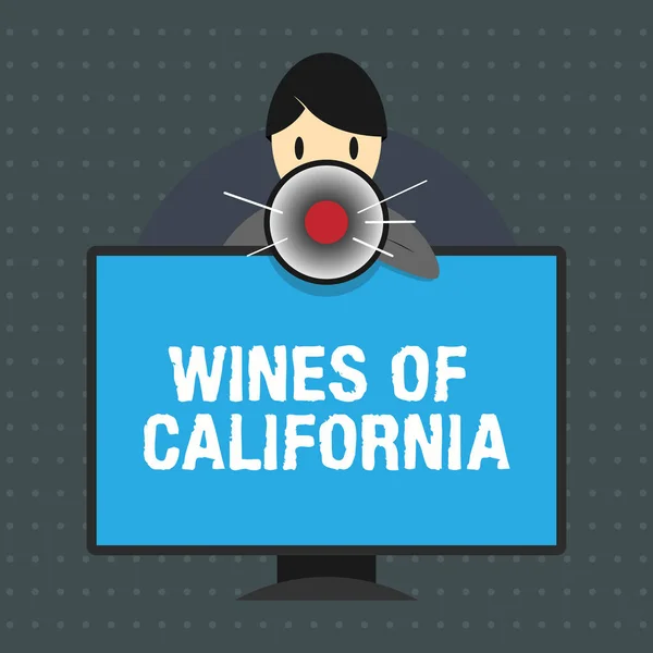 Text sign showing Wines Of California. Conceptual photo Best Winemakers in the USA Export Quality Beverage — Stock Photo, Image