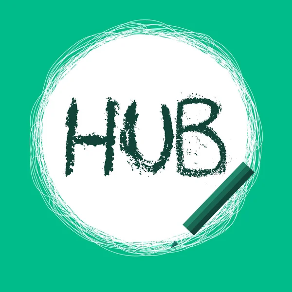 Word escritura de texto Hub. Concepto de negocio para El centro efectivo de una región de actividad y red Parte central — Foto de Stock