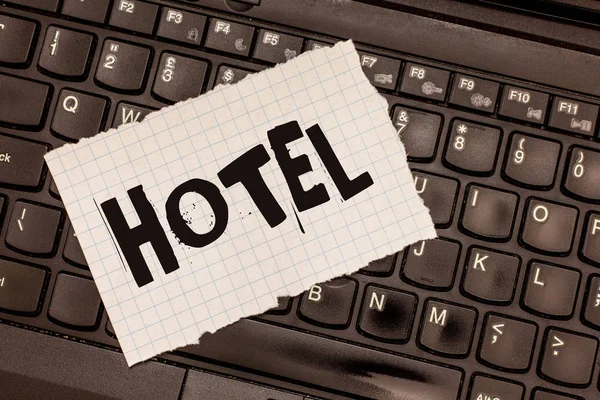 Palabra escribiendo texto Hotel. Concepto de negocio para el establecimiento que ofrece servicios de comidas de alojamiento para viajeros — Foto de Stock