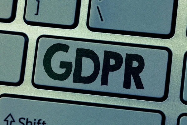 Note d'écriture montrant Gdpr. Photo d'entreprise présentant le règlement de l'UE sur la protection des données et de la vie privée Cadre juridique — Photo