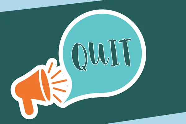 Word writing text Quit. Business concept for Resigning from a job Discontinue the action Stop the activity — Stock Photo, Image
