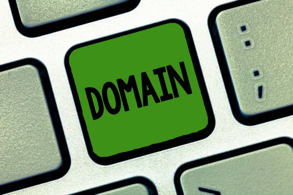 Написание текста домена. Бизнес-концепция для отдельной подгруппы Интернета с адресами, разделяющими общие суффиксы — стоковое фото