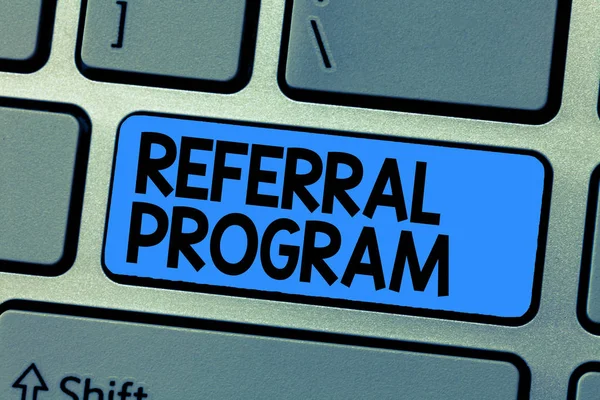 Text sign showing Referral Program. Conceptual photo sending own patient to another physician for treatment