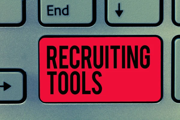 Text sign showing Recruiting Tools. Conceptual photo getting new talents to your company through internet or ads