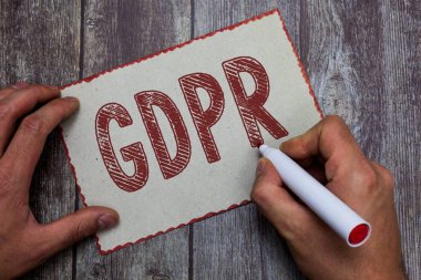 Word metin Gdpr. iş kavramı için düzenleme AB hukukunda veri koruma ve gizlilik yasal çerçeve üzerinde yazma.