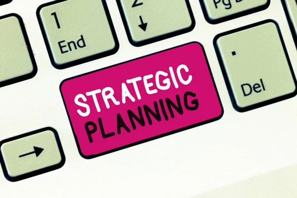 Escritura Manual Conceptual Que Muestra Planificación Estratégica Foto Comercial Que — Foto de Stock