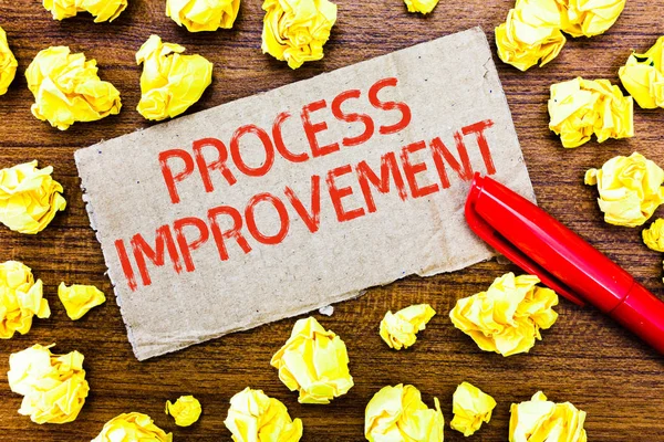 Text sign showing Process Improvement. Conceptual photo Optimization Meet New Quotas Standard of Quality — Stock Photo, Image