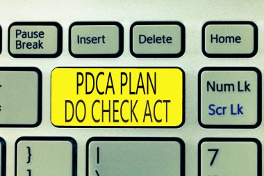 Metin PDCA Plan yapmak kontrol hareket gösteren bir işaret. Kavramsal fotoğraf Deming tekerlek sorunları çözme sürecinde geliştirilmiş