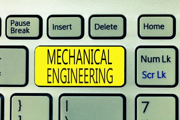 Πινακίδα κειμένου δείχνει Μηχανολόγος Μηχανικός. Εννοιολογική φωτογραφία ασχολείται με Σχεδιασμός Κατασκευή Χρήση των Μηχανημάτων — Φωτογραφία Αρχείου