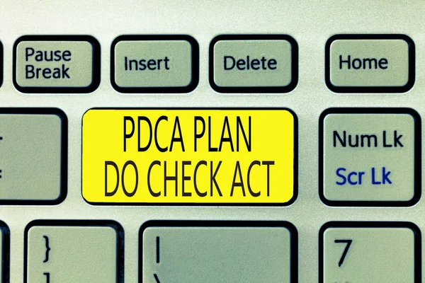 Metin PDCA Plan yapmak kontrol hareket gösteren bir işaret. Kavramsal fotoğraf Deming tekerlek sorunları çözme sürecinde geliştirilmiş
