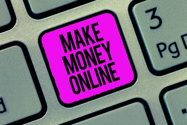 Conceptuele hand schrijven weergegeven: Make Money Online. Zakelijke foto presentatie van e-commerce Trading verkopen via het internet Freelance — Stockfoto