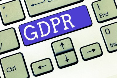 Veri koruma ve gizlilik yasal çerçeve üzerinde AB hukukunda Gdpr. kavramsal fotoğraf düzenleme gösterilen metin işareti