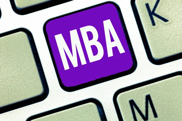 Writing note showing Mba. Business photo showcasing Advanced degree in business fields such as administration and marketing