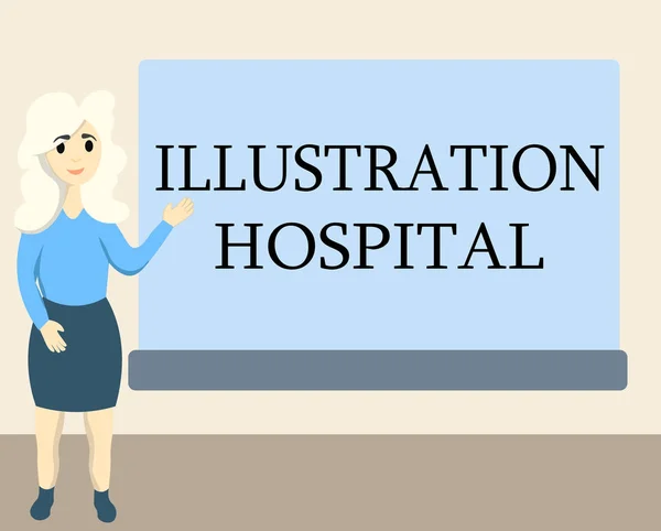 Σύνταξη σημείωσης δείχνει εικονογράφηση νοσοκομείο. Επαγγελματίες φωτογραφία προβάλλοντας την μοναδική εφαρμογή τέχνη του ιατρικού ιδρύματος και πρακτική — Φωτογραφία Αρχείου