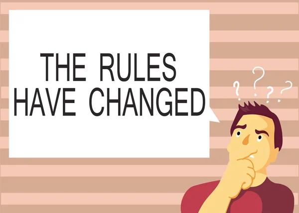 Κείμενο πινακίδα που δείχνει το κανόνες έχουν αλλάξει. Εννοιολογική φωτογραφία η συμφωνία ή πολιτική έχει ένα νέο σύνολο εντολών — Φωτογραφία Αρχείου