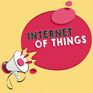 Word writing text Internet Of Things. Business concept for connection of Devices to the Net to Send Receive Data clipart