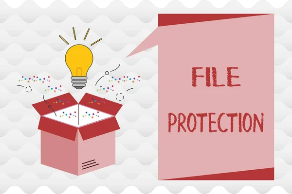 파일 보호기를 작성 한다. 개념은 저장 매체를 사용하여 데이터를 우발적으로 지우는 것을 예방하는 것을 의미 한다 — 스톡 사진