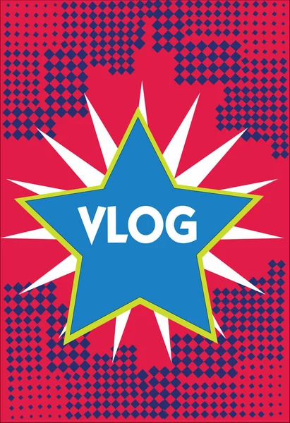 Εννοιολογική χέρι γραφή δείχνει Vlog. Επαγγελματίες φωτογραφία προβάλλοντας Blog που περιέχει σύντομο βίντεο υλικό κοινωνική πλατφόρμα πολυμέσων — Φωτογραφία Αρχείου