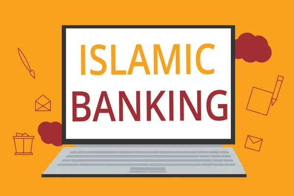 Texto de escritura de palabras Banca islámica. Concepto de negocio para el sistema bancario basado en los principios de la ley islámica — Foto de Stock