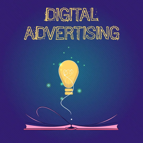 Texto de escritura digital Publicidad. Concepto que significa Marketing Online Entregue Mensajes Promocionales Campaña — Foto de Stock