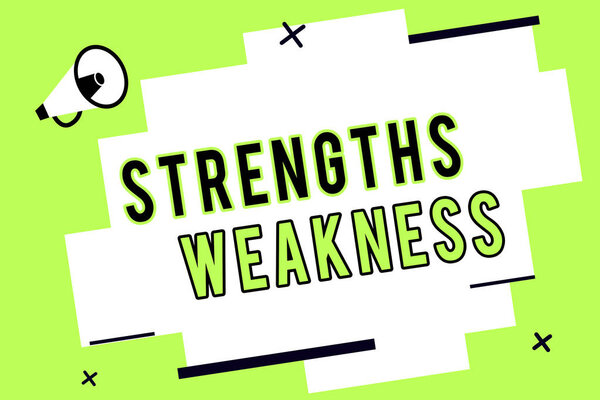 Word writing text Strengths Weakness. Business concept for Opportunity and Threat Analysis Positive and Negative