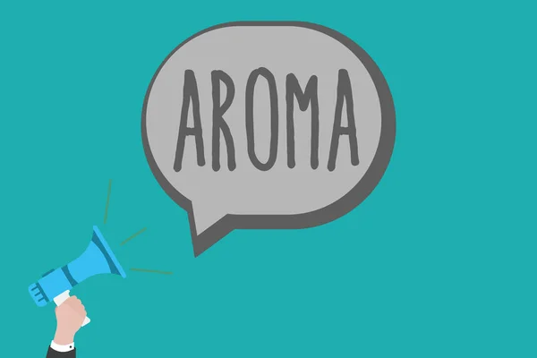 Szöveg jel mutatja Aroma. Fogalmi fénykép egy jellegzetes jellemzően kellemes illata finom átható hangulat — Stock Fotó