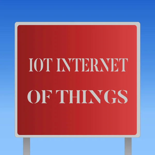 Zápis poznámky ukazující Iot Internet Of Things. Obchodní fotografie představí síť fyzických zařízení odesílat a přijímat Data — Stock fotografie