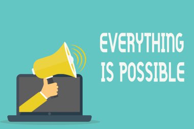 El yazısı metin her şey mümkün. Her türlü sonuca anlam kavramı her şey olabilir meydana gelebilir