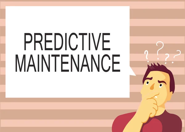 Text sign showing Predictive Maintenance. Conceptual photo Predict when Equipment Failure condition might occur