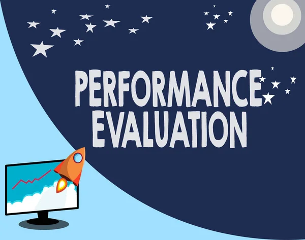 Writing note showing Performance Evaluation. Business photo showcasing Evaluates Employee Performance overall Contribution